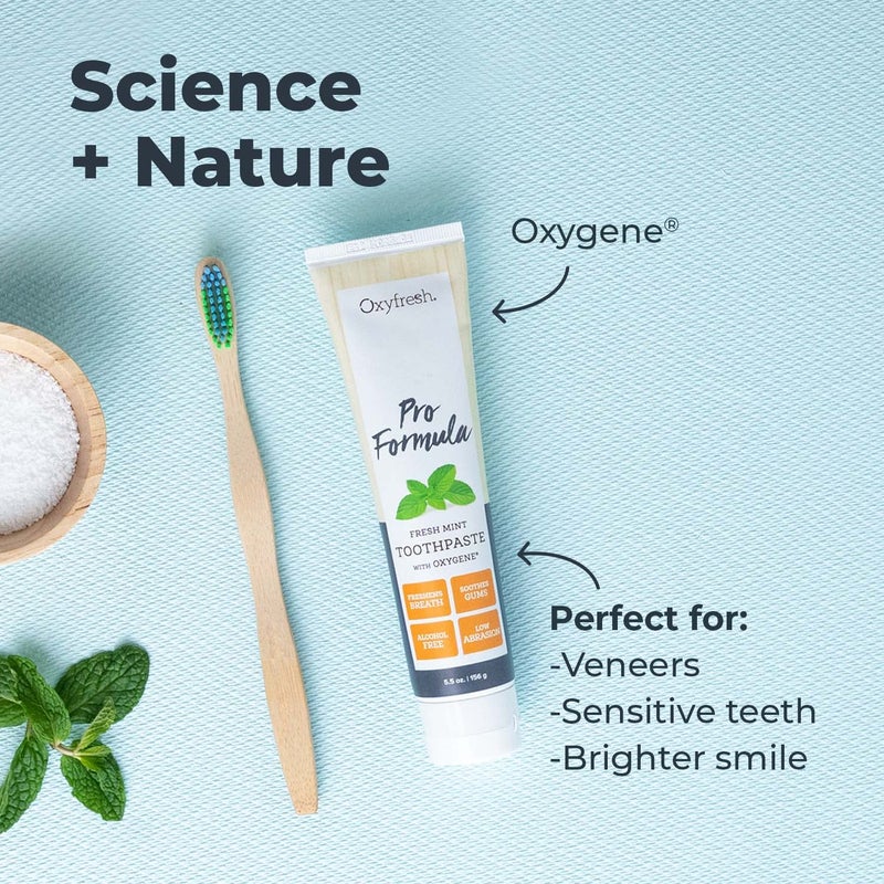 Oxyfresh Pro Formula Fresh Mint Toothpaste â€“ Gentle Low Abrasion - Cosmetic Fluoride Free - for Bad Breath, Sensitive Teeth and Gums with Natural Essential Oils - 5.5 oz (Pack of 3) - Image 4